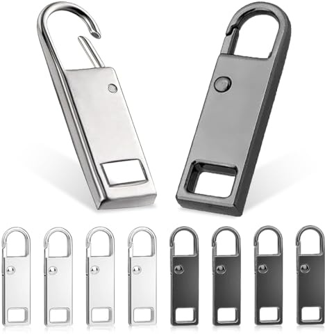 WeddHuis 10 Piezas Set de Reparación de Cremallera, Tiradores de Cremallera de Metal, Lengüetas Desmontables, Reemplazo, Para Ropa, Vaqueros, Maleta, Equipaje, Reparar Cremalleras