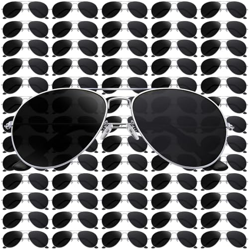 Mepase 100 Pack Polarized Sunglasses Bulk for Men Women Black Military Style Driving Pilot Sun Glasses UV Proof Sunglasses Party