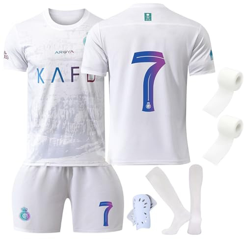 sinirttou Ensemble de Maillot de Football pour Enfant, #7 Maillot de Football en Jersey, T-Shirt de Football, Maillot Ensemble avec 2 Rouleaux de Bandages, Chaussettes et Genouillères（Größe 22）