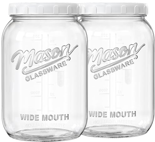 1 Gallon Large Mason Jars with Lid, Glass Flour Storage Containers, 2 Pack