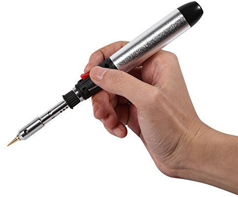 Portable 4 en 1 Kit de Fer à Souder au Gaz, Température 250-450 °C Réglable Torches de soudage réglables Outil, Fer à Souder Sans Fil au Butane pour le soudage, la pyrogravure, de bijoux