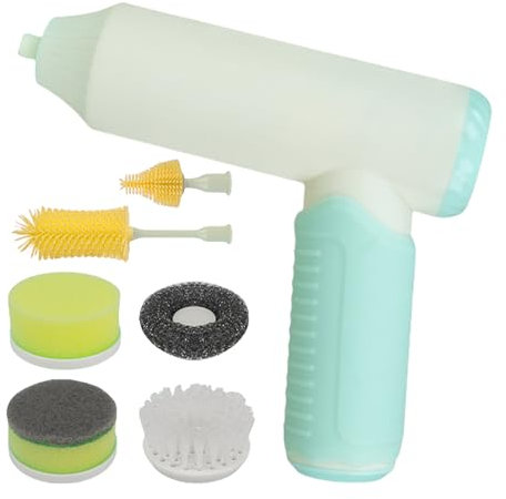 Cepillo eléctrico, lavadora eléctrica recargable, limpiador automático de mano, herramienta de limpieza multisuperficie, para botellas, fregadero, cocina, baño, uso doméstico, crema y verde
