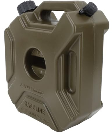 Tbest Oil Petrol Storage Can Shockproof Portable 5L 1.3 Gallon Tank Container for Cars Motorcycles UTV ATV Off Road Vehicles (with Bracket)