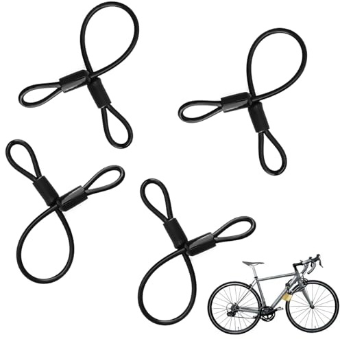 TMZELOA Lot de 4 câbles acier avec œillets 30cm – Câble de sécurité gainé pour vélo, valise, clôture – Câble antivol vélo compatible cadenas, câble boucle double