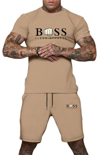 Homme Ensemble Sets Ete Tenues Survêtement Costumes Plage Vacances 2 Pcs Décontracté Ensemble Short Tee Shirt Homme 2 Pièce T-Shirts à Manches Courtes