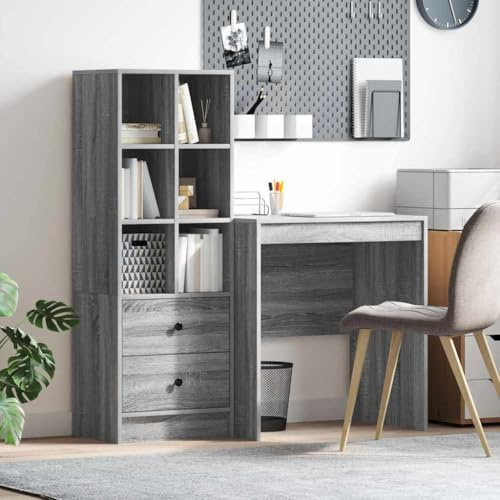 CIOURSTO Skrivbord med Förvaring med Låda 2 St, Konstruerat Trä, Kontorsbord, Rektangulär Design, Modern Förvaring, Effektivt Skrivande för Hemmet (70 x 50 cm)