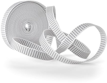 TELKES - Cinta Recogedor de Persianas Reversible Enrrollables - Cuerda de Repuesto de Toque Suave y Rigido - Resiste Rayos UV y Abrasion (Blanco Pintas 18mm, 6 metros)