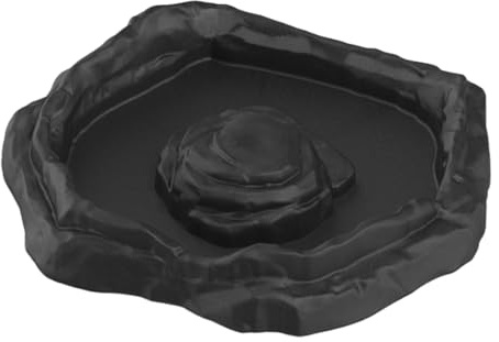 FytStycale Bol d'eau pour Reptile Gamelle pour Bol de Nourriture pour Reptiles Plateau d'alimentation Multifonction Imitation Pierre pour, Black M