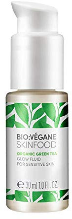 BIO:VÉGANE SKINFOOD Bio Grüntee Glow Fluid für empfindliche Haut, Highlighter mit Schimmerpigmenten, schnell einziehend, vegan, NATRUE-zertifiziert, Naturkosmetik, 30 ml