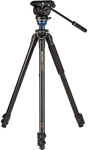 Benro A2573F Aluminum Video Tripod with S4PRO Fluid Head – Adjustable Twin-Style Legs, Smooth Pan/Tilt Motion, Sliding Camera Plate & Stable Support for Video Production (A2573FS4PRO)