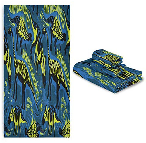 MNSRUU 3-teiliges Handtuch-Set, Aquarell-Dino-Badetuch, weiches Baumwoll-Waschlappen für Badezimmer, Spa, Fitnessstudio, Hotel