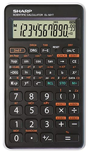 Sharp EL-501T Wissenschaftlicher Schulrechner (1-zeilig, 10 Stellen, Batteriebetrieb) Schwarz-Weiß