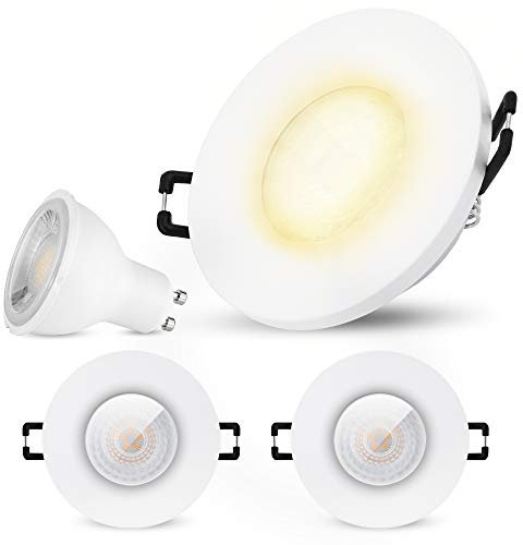 SSC-LUXon BEDA 3er Set Einbaustrahler IP65 mit LED GU10 38° Abstrahlwinkel 6W warmweiß - Einbauspot aussen Bad 230V rund weiß