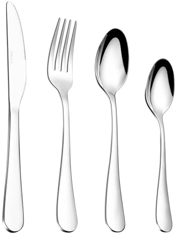 VIVANI 16 Piece Silverware Set for 4, Nickel Free Stainless Steel Cutlery