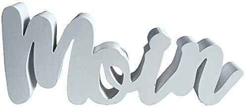 osters muschel-sammler-shop Schriftzug Moin in Holz, Nordsee, Dekoration Anrichte, Wohnen (Moin Holz in Weiss H10cm)