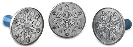 Nordic Ware Snowflake Cookie Stamps (Set of 3), Sturdy Cast Aluminium Cookie Stamp Set, Cookie Press Set Made in The USA, Sturdy and Durable Biscuit Maker Press Set, Grey/Blue