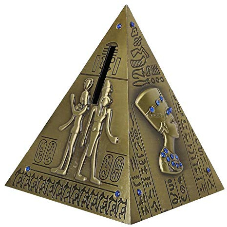 BOROCO Piggy Bank for Adults Kids Egyptian Pyramid Delicate Money Box Souvenir Savings Tin Creative Money Pot Retro Money Bank for Egypt Souvenirs Accessories (Bronze Medium)