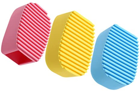 Alipis 3pièces Brosse Silicone Pour Nettoyage Linge Couleurs Pastel Mini Brosse Multifonctionnelle Handheld Pour Taches Et Tissus Délicats Et Ergonomique Rose Bleu Jaune