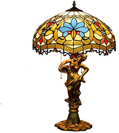 GAUUA Tiffany Style Table Lamp Baroque Bureau In Tinted Glass Next To The Lamps Lamps 3 Light Alloy Goddess For Coffee Living Room