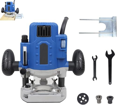 Hancaner - Cepilladora eléctrica de mano eléctrica de 1200 W con soporte de guía paralelo, enrutador de madera 25.000 RPM para grabado en madera, talla de madera