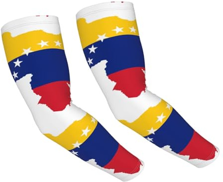 Wratle Mangas de protección deportiva de enfriamiento para brazo, mangas de tatuaje para mujeres, hombres, niños, bandera de Venezuela, Negro, Talla única