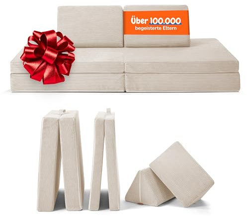 Funzy Spielsofa für Kinder - Das Original für kreatives Spielen, Modulare Spielcouch, Waschbarer Bezug, Robust und Langlebig, TÜV und Oeko-TEX 100 Zertifiziert mit 3 Jahren Garantie, Creme Beige