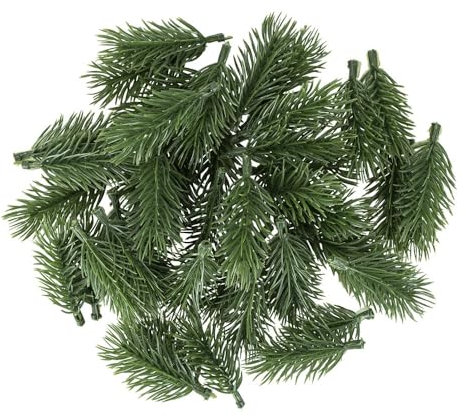 Ideen mit Herz Rami di abete decorativi, verde, 6 cm di lunghezza, 45 pezzi, rami di abete artificiali, decorazione per corona dell'Avvento, verde abete