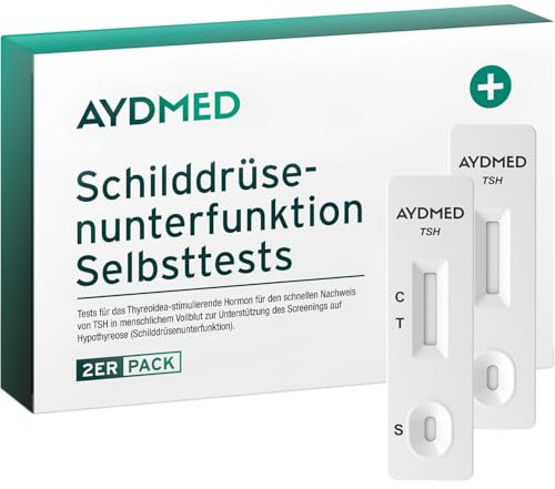 2 x AYDMED Test für das Thyreoidea-stimulierende Hormon | Schilddrüsen-Testkit für den Selbsttest zu Hause zur Blutuntersuchung auf Hypothyreose | Test auf eine Schilddrüsenunterfunktion