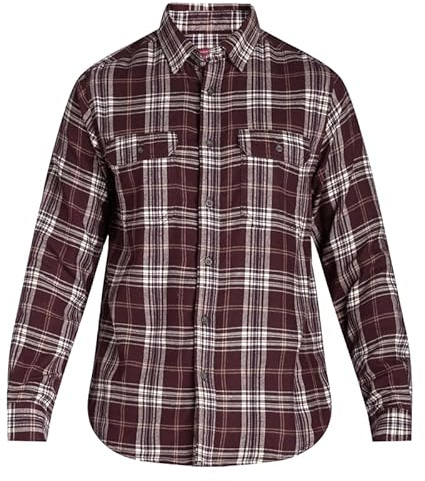 Vasego Men’s Flannel Shirt, Long Sleeve Regular Fit Cotton Lumberjack with Button-Down Pockets – Classic, Soft, and Comfortable Plaid Shirt for Everyday Wear Burgandy