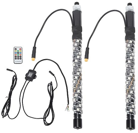 Fouets Lumineux à LED de 0,3 M, étanche IP67 avec Télécommande, 300 Motifs, 366 Modes, 32 luminosité, 10 Vitesses, Fouets Lumineux en Spirale RVB