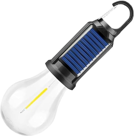 POCKETMAN Linterna Solar Recargable Portátil para Tienda, Bombilla de Luz de Emergencia Impermeable LED Luz de Camping con Gancho de Clip para Camping, Senderismo, Pesca, Exterior