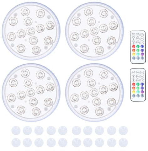 plplaaoo Submersible LED Pool Lights IP68 Water Remote Control Underwater Pool Lights with Magnets Suction Cups Battery Powered LED Light for Swimming Pools Hot Tubs Ponds Fountains