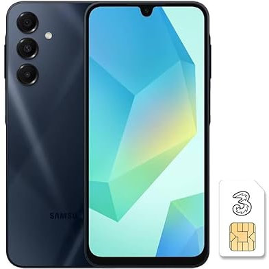 Samsung Galaxy A16 4G + Three SIM card - Android Smartphone, Super Amoled 6.7 Screen, Multiple Cameras, 128GB Storage, Blue Black, 3 Year Manufacturer Extended Warranty (UK Version)