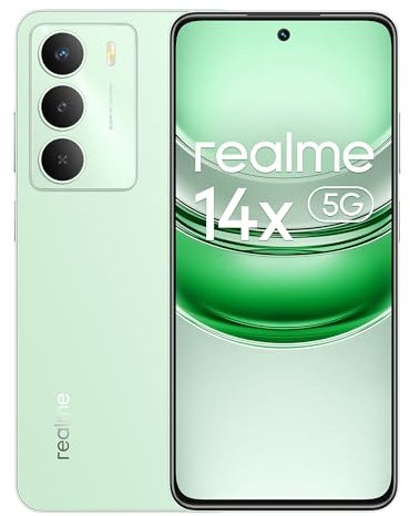 realme 14x 5G Smartphone 6+128GB, Verde Peridoto, Schermo 6.67 pollici, Refresco a 120Hz, Batteria 5000mAh, Fotocamera AI da 50MP, MediaTek Dimensity 6300, Protezione ArmorShell, IP64