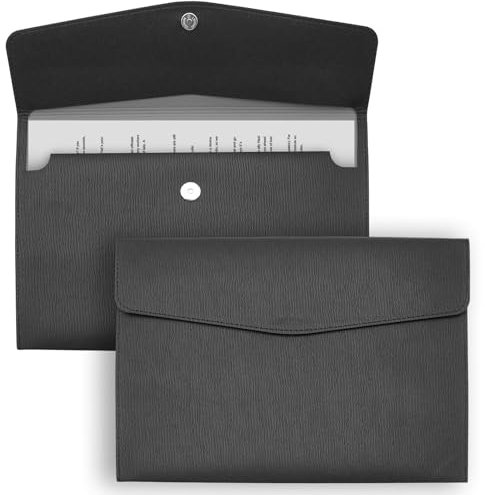 WYYFXY® 2 Stück Dokumententasche A4, PU Leder dokumentenmappe aktenordner organizer business mappe mit magnetverschluss für Arbeit Studium Reisen (Schwarz)