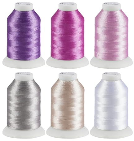 ilauke 6 färger polyester maskiner broderigarn, 500 m (550 Y) maskinbroderigarn, sygarn, sygarset, för armband broderi, hantverk, quiltning, symaskin