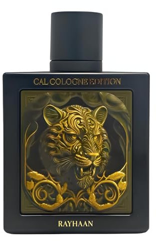 RayhaanTiger Cal Cologne Edition Extrait de Parfum Spray Unisex 3.4 Oz - 30% Duftöl Luxusduft mit Oud, Safran, Amber, Vanille & Sandelholz | 100ml mit Kajal Sticker