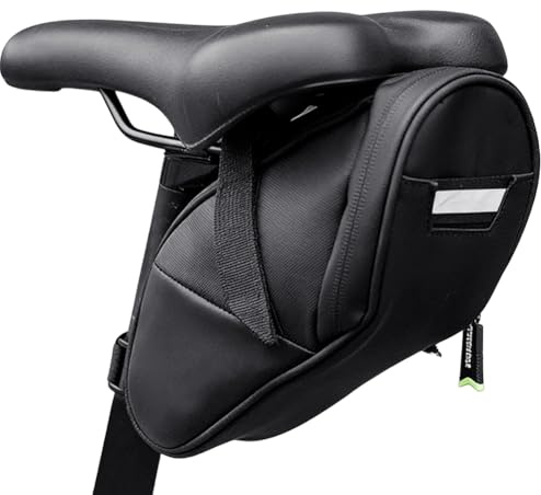 Zinueen Borsa da sella per bicicletta, da 1,5 l, con strisce riflettenti, impermeabile, per escursioni all'aperto, ultraleggera per mountain bike, bici da corsa