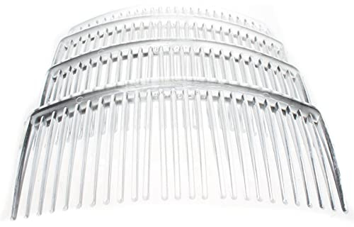 4 Pack of Clear Large 9cm Plain French Side Hair Combs Slides Grips Clips Hair Accessories for Women Girls by Glitz4Girlz