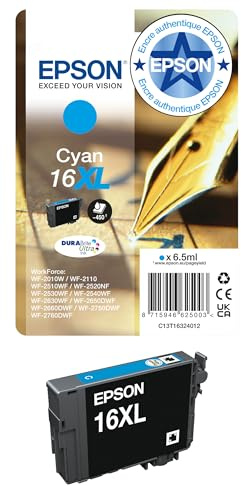 Epson 16XL Cyan Pen & Crossword High Yield Genuine, DURABrite Ultra Ink, XL High Capacity