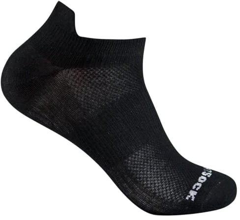 Wrightsock - 1 Paar Herren/Damen Profi Sportsocke, Laufsocke, Sneakers Modell Coolmesh II in schwarz, Anti-Blasen-System, doppel-lagig, Low Tab kurz, Gr. L