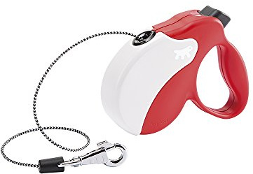 Ferplast hundkoppel Amigo Mini, rullkoppel små hundar upp till 12 kg. Max. 3 m. Enkel lås- och upplåsningsknapp, röd, vitt lock