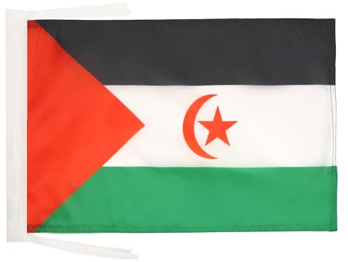 AZ FLAG Bandera de Sahara Occidental 45x30cm - BANDERINA REPÚBLICA ÁRABE SAHARAUI DEMOCRÁTICA 30 x 45 cm cordeles