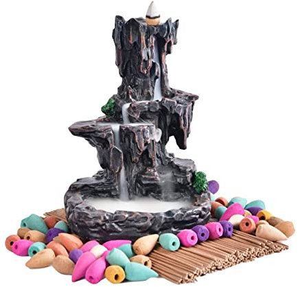 XUDREZ Support d'encens à Reflux de brûleur d'encens de Cascade de Montagne, Chambre Salon décoration brûleur d'encens de brûleur d'encens avec 20 cônes d'encens