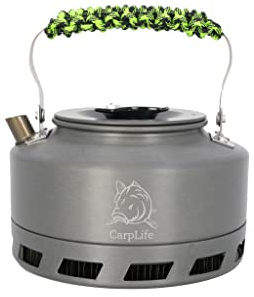 CarpLife Kettle Hand Finished with Paracord Handle - Rapid Boil Travel Kettle Camp Coffee Pot for Fishing, Camping, Caravans on Outdoor Open Fires, Fire Pits, Gas Stove for Portable Coffee Tea Brewing