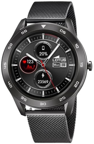 Lotus Smartime Digital Herren Armbanduhr aus Edelstahl mit Milanaise-Armband in der Farbe Grau 47 mm