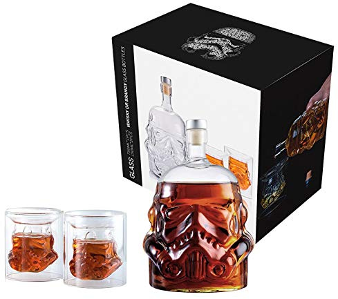 Xbtianxia Transparent Creative Whiskey Decanter Set with 2 Glasses, Flask Carafe,Whiskey Carafe for Wine,Scotch,Bourbon,Vodka,Liquor - 750ML