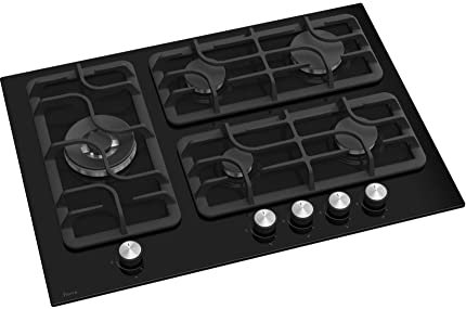 Ferre SL135-70cm Built-in Gas Hob - 5 Burners - Black Glass Body