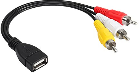 CERRXIAN USB auf 3 Cinch-Kabel, USB 2.0 A Buchse auf 3 Cinch-Stecker, Audio-Video, AV-Composite-Adapterkabel für TV/Mac/PC (0,15 m)