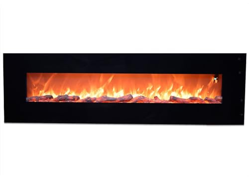 Sined Pordoi Caminetto Elettrico Da Parete In Acciaio e Vetro Da 1500w Effetto Fiamma Led Nero Realistica Fiamma Led 6 Livelli Di Intensita Telecomando Ideale Per Casa Ufficio Attivita Commerciali